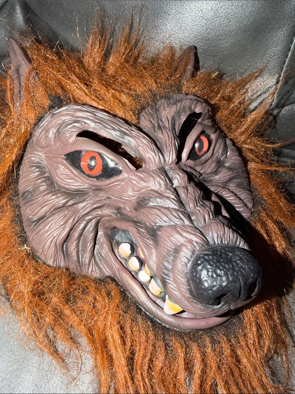 Brown Werewolf Costume Mask with Orange Fur - Unbranded